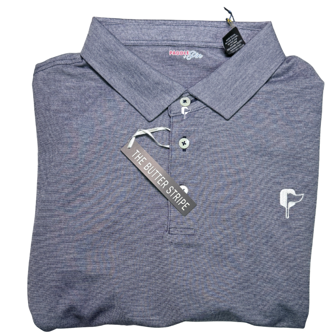 Butter Stripe Performance Polo- Soft Navy