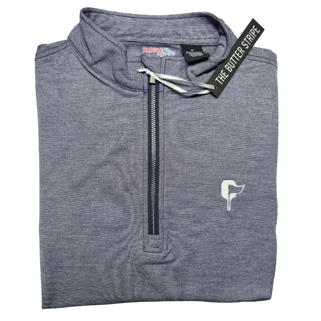 Butter Stripe Half Zip- Navy