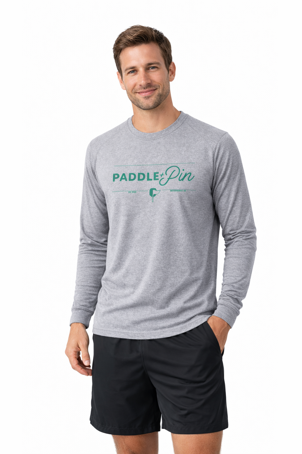Logo Performance L/S- Heather Grey