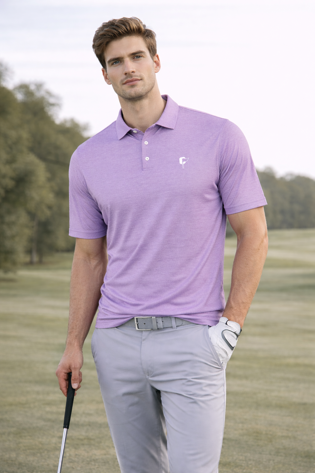 Nautical Blue Butter Stripe Performance Polo