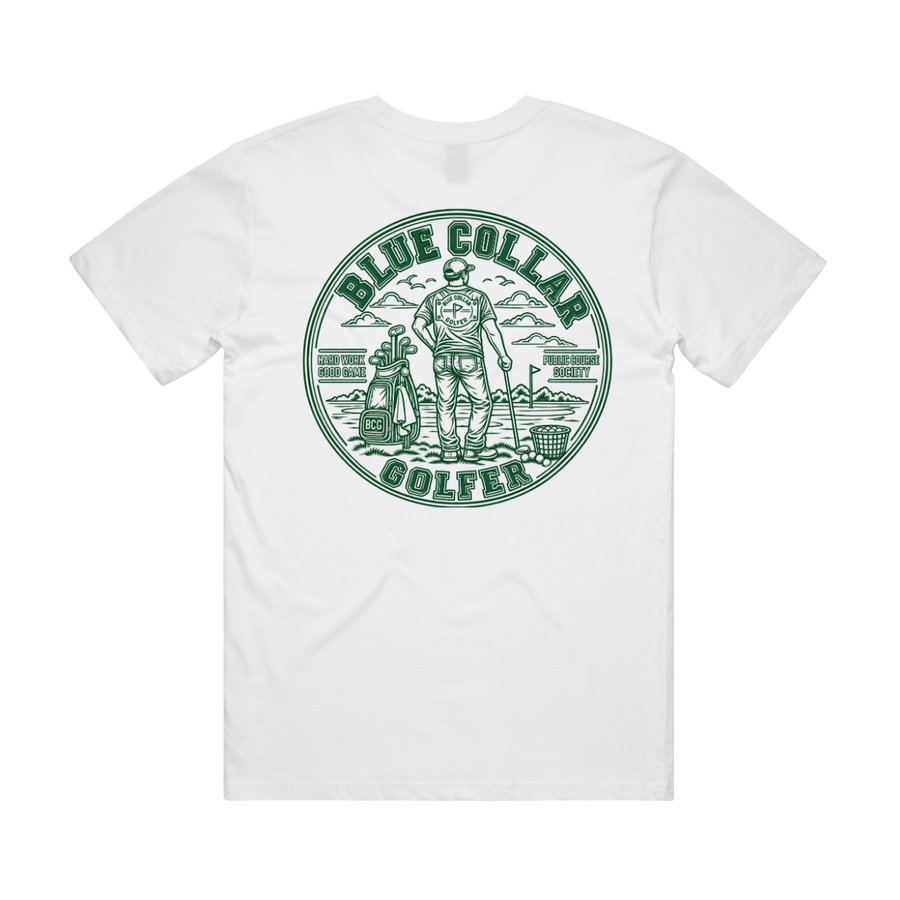 Blue Collar Golfer Men's SS Tee- White