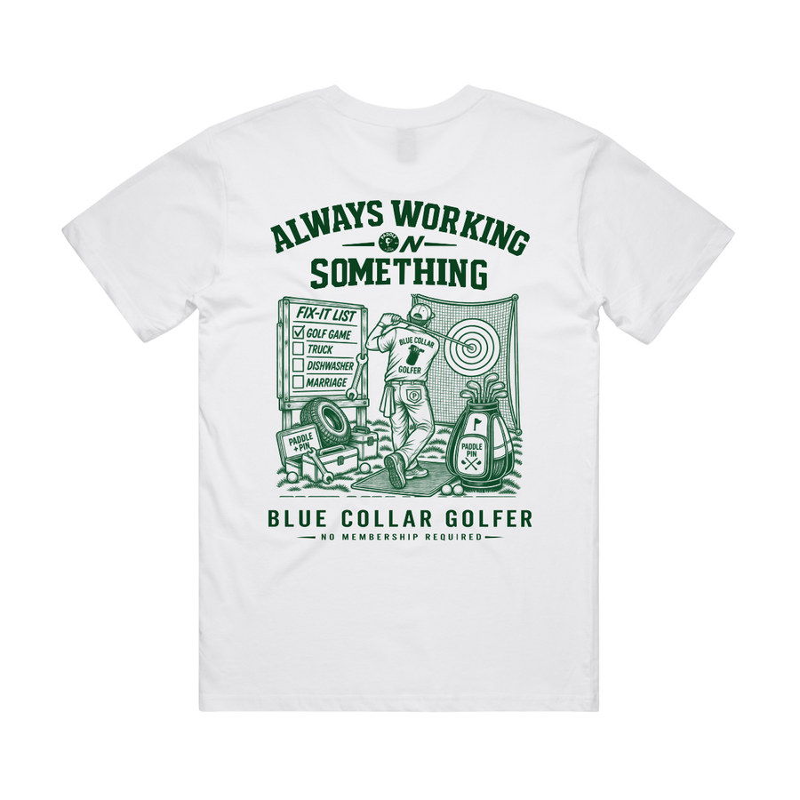 Always Working Men's SS Tee- White
